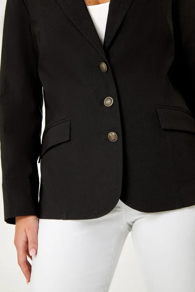 Women Black Petite Premium Stretch Blazer Roman Jackets