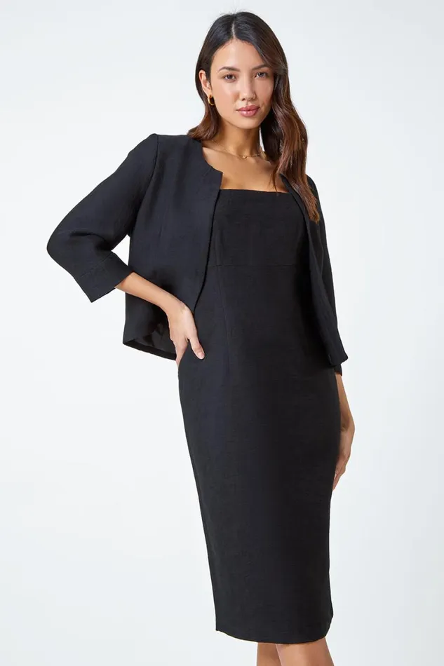 Women Black Pleat Textured Bodycon Shift Dress Roman Dresses