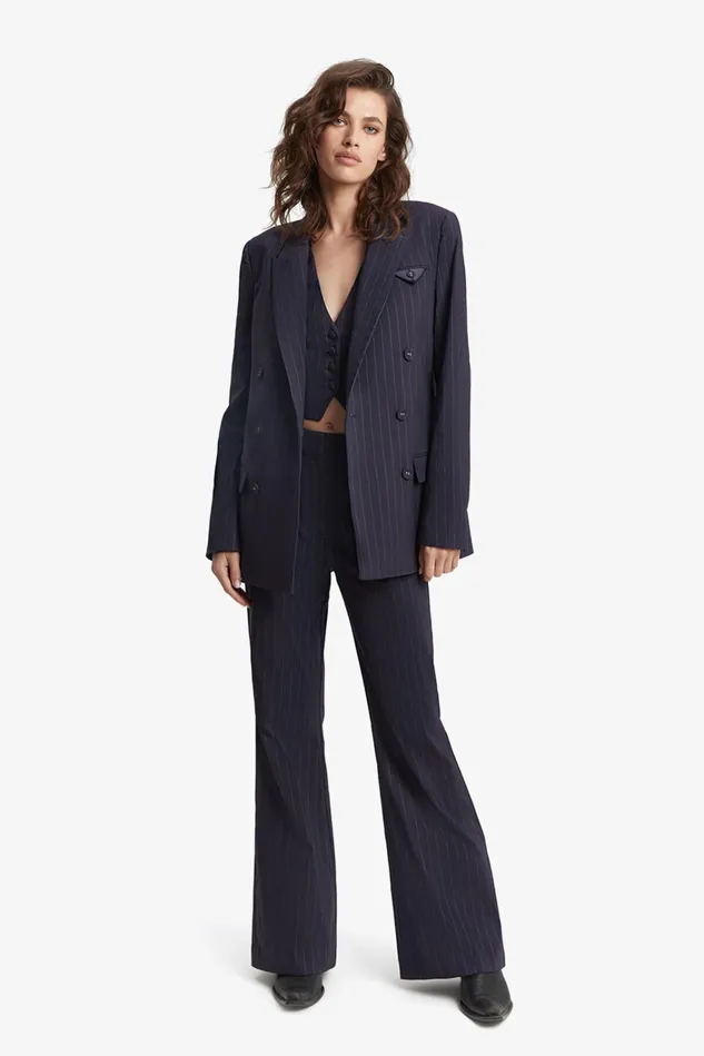 Women Blazers Bardot Sloane Pin Stripe Blazer In Navy Pinstripe Navy Pinstripe