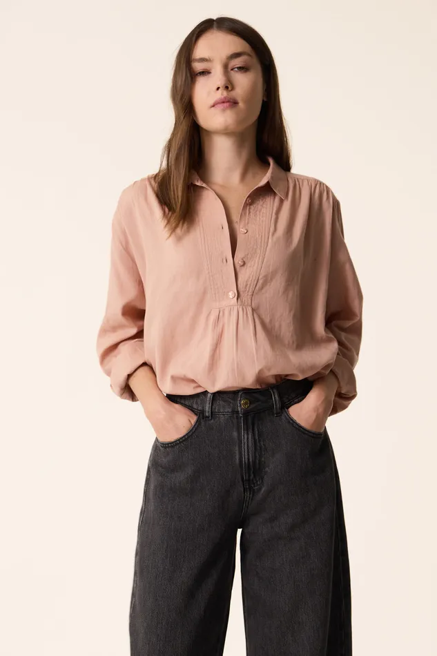 Women Blouse Rudeon Naturel Blouse Coton Beige Des Petits Hauts Blouses Shirts and Tops