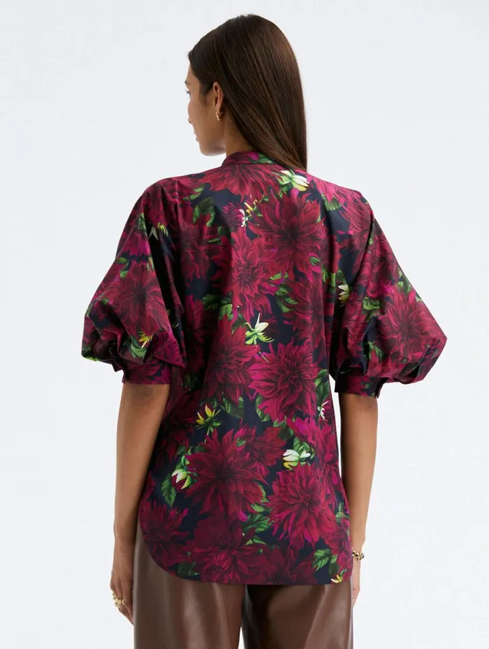 Women Blouses and Knits Oscar De La Renta Balloon Sleeve Dahlia Cotton Poplin Blouse Burgundynavy Women Blouses and Knits Oscar De La Renta Balloon Sleeve Dahlia Cotton Poplin Blouse Burgundynavy
