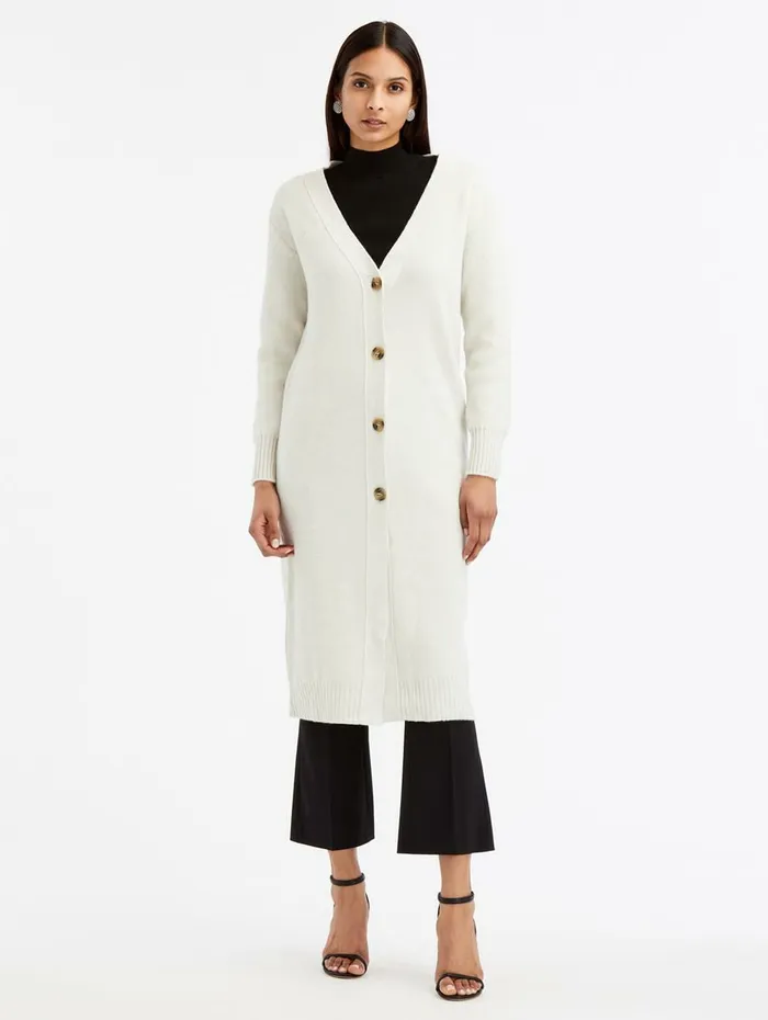 Women Blouses and Knits Oscar De La Renta Cashmere Long Cardigan Ivory