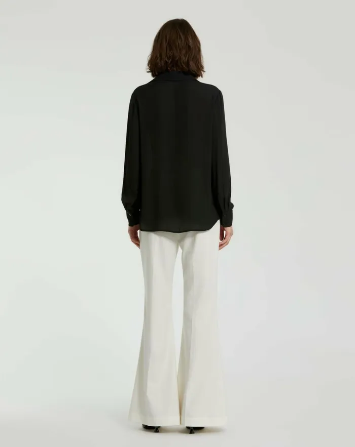 Women Blouses And Tops Mac Duggal The Bentley Long Sleeve Button Up Georgette Blouse 8211 FINAL SALE Black