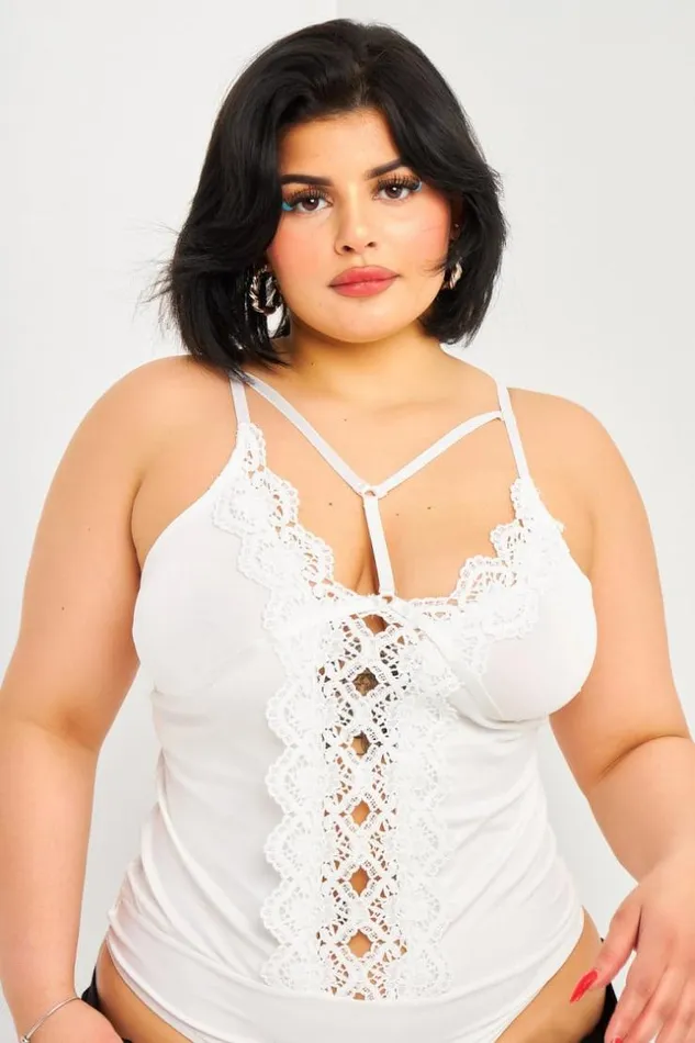 Women Body Noir Avec Dentelle Et Lannires White Brentiny Paris See Everything Women Body Noir Avec Dentelle Et Lannires White Brentiny Paris See Everything
