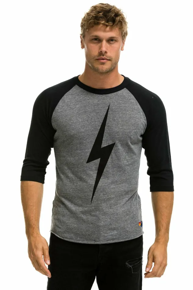 Women BOLT BASEBALL TEE 8211 HEATHER GREY BLACK Aviator Nation BoltCollection Women BOLT BASEBALL TEE 8211 HEATHER GREY BLACK Aviator Nation BoltCollection