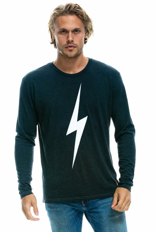 Women BOLT LONG SLEEVE CREW TEE 8211 CHARCOAL Aviator Nation UnisexTees Women BOLT LONG SLEEVE CREW TEE 8211 CHARCOAL Aviator Nation UnisexTees