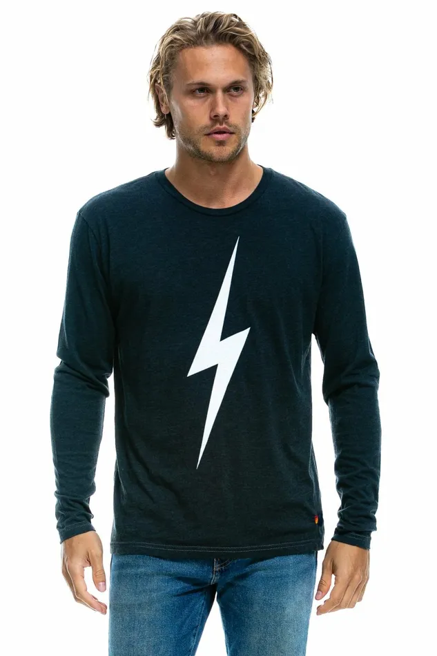 Women BOLT LONG SLEEVE CREW TEE 8211 CHARCOAL Aviator Nation UnisexTees Women BOLT LONG SLEEVE CREW TEE 8211 CHARCOAL Aviator Nation UnisexTees