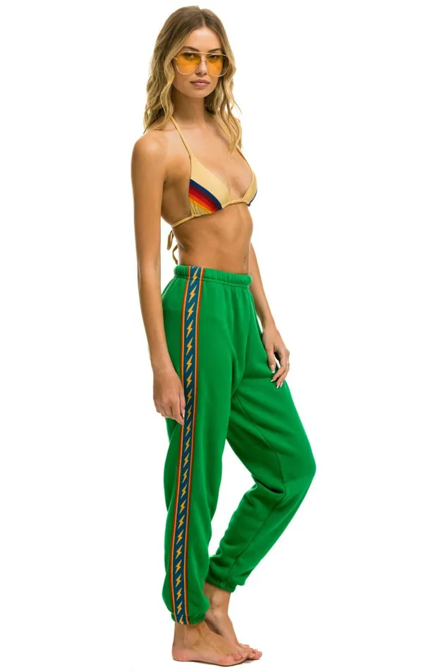Women BOLT STRIPE SWEATPANTS 8211 KELLY GREEN Aviator Nation Sweatpants Women BOLT STRIPE SWEATPANTS 8211 KELLY GREEN Aviator Nation Sweatpants