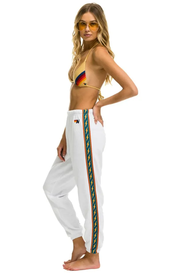 Women BOLT STRIPE SWEATPANTS 8211 WHITE Aviator Nation Sweatpants