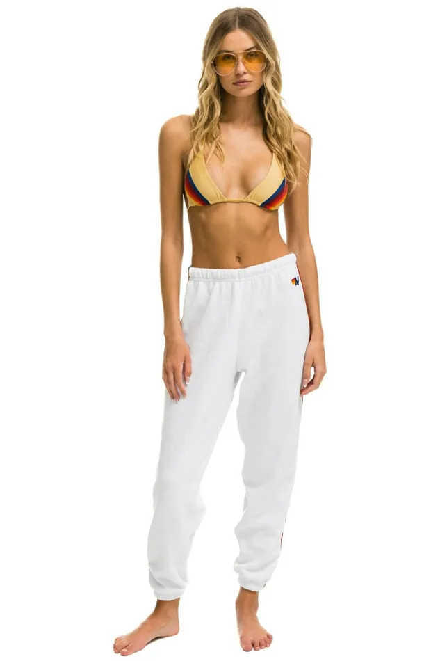 Women BOLT STRIPE SWEATPANTS 8211 WHITE Aviator Nation Sweatpants Women BOLT STRIPE SWEATPANTS 8211 WHITE Aviator Nation Sweatpants