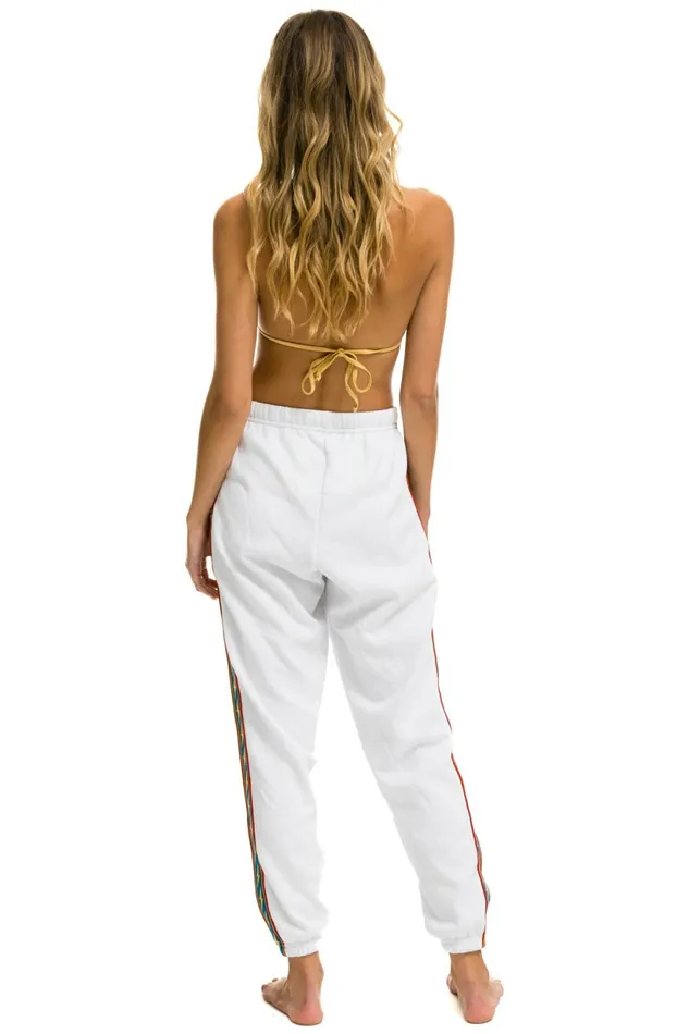Women BOLT STRIPE SWEATPANTS 8211 WHITE Aviator Nation Sweatpants Women BOLT STRIPE SWEATPANTS 8211 WHITE Aviator Nation Sweatpants