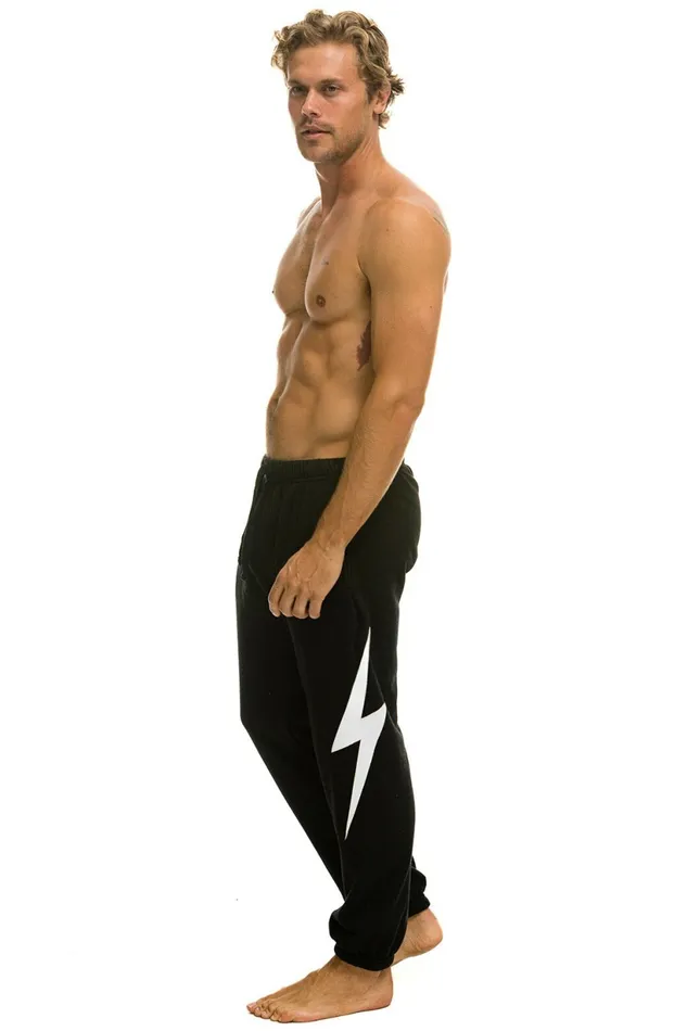 Women BOLT SWEATPANTS 8211 BLACK WHITE Aviator Nation BoltCollection