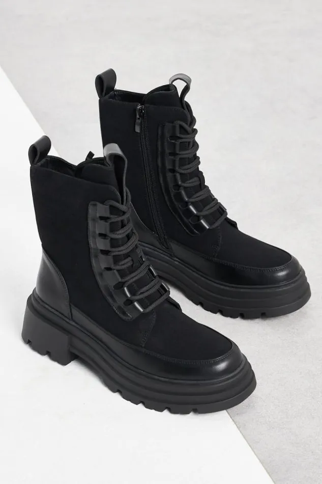 Women Bottines BiMatire Noire Black Brentiny Paris White Tops