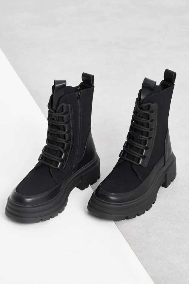 Women Bottines BiMatire Noire Black Brentiny Paris White Tops