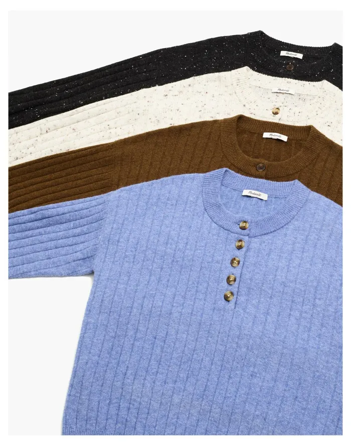 Women Bowden Henley Sweater In Coziest Yarn Heather Sky Madewell Sweaters Women Bowden Henley Sweater In Coziest Yarn Heather Sky Madewell Sweaters