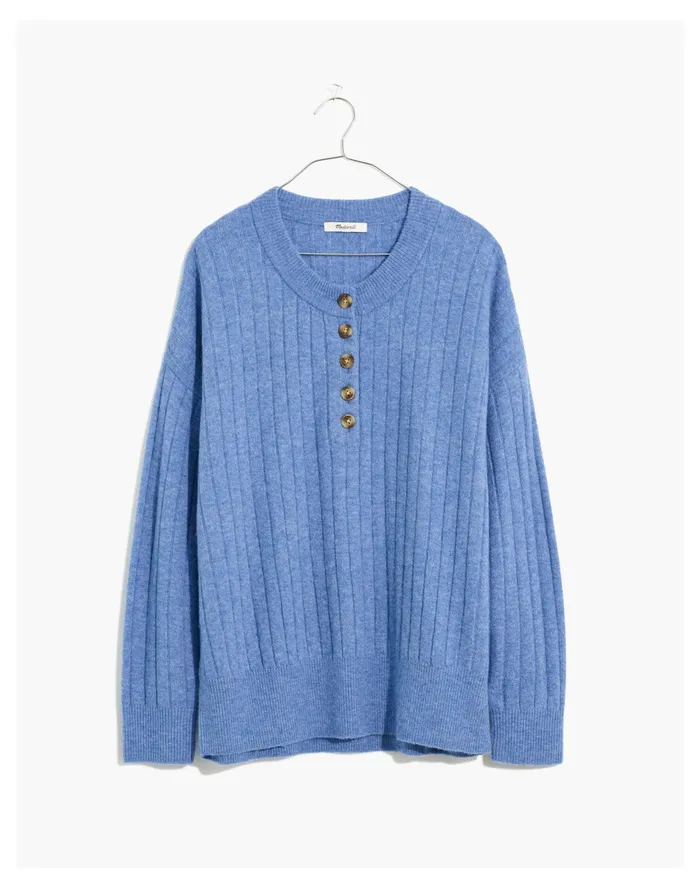 Women Bowden Henley Sweater In Coziest Yarn Heather Sky Madewell Sweaters Women Bowden Henley Sweater In Coziest Yarn Heather Sky Madewell Sweaters
