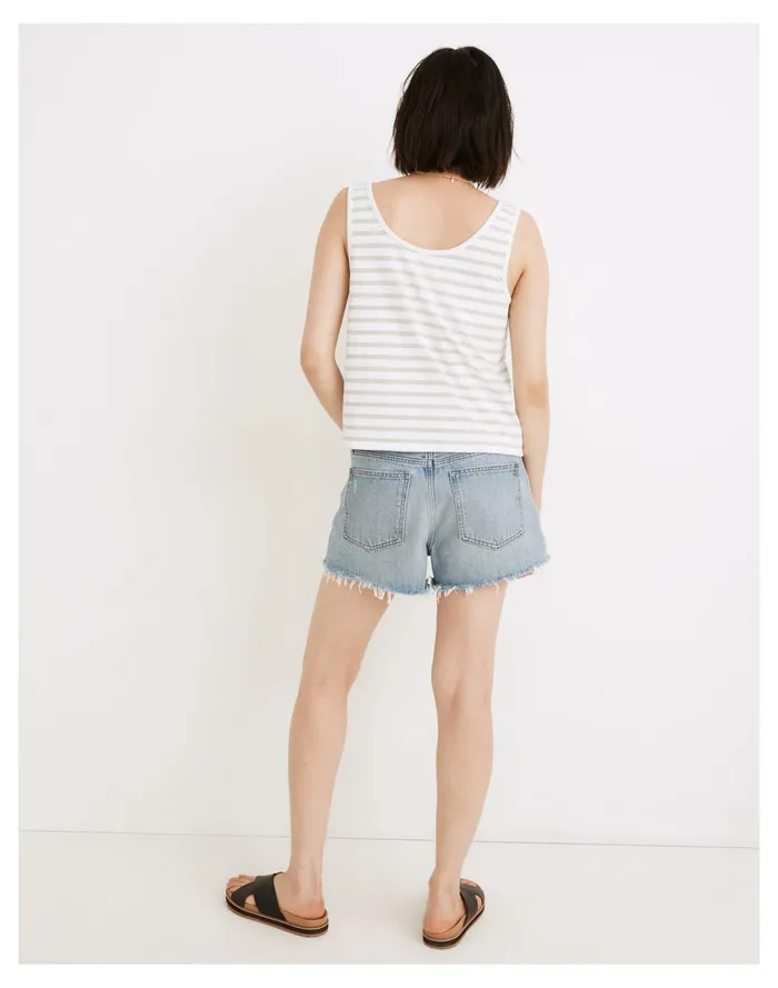 Women Boxy Crop Tank Top In Crawley Stripe Sage Mist Madewell Tees Women Boxy Crop Tank Top In Crawley Stripe Sage Mist Madewell Tees