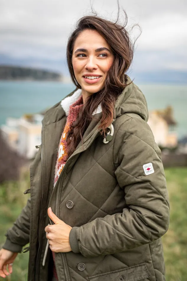 Women Brakeburn Coats And Jackets Khaki Bradstock Hooded Parka Jacket