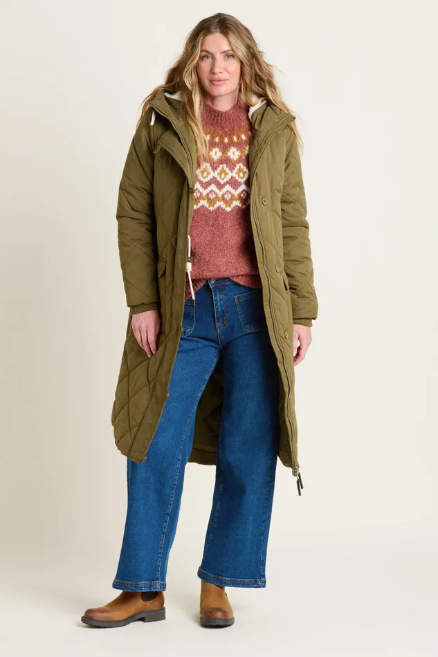 Women Brakeburn Coats And Jackets Khaki Bradstock Hooded Parka Jacket