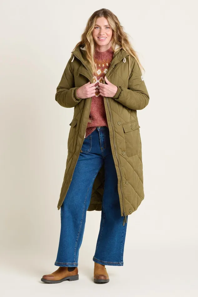 Women Brakeburn Coats And Jackets Khaki Bradstock Hooded Parka Jacket