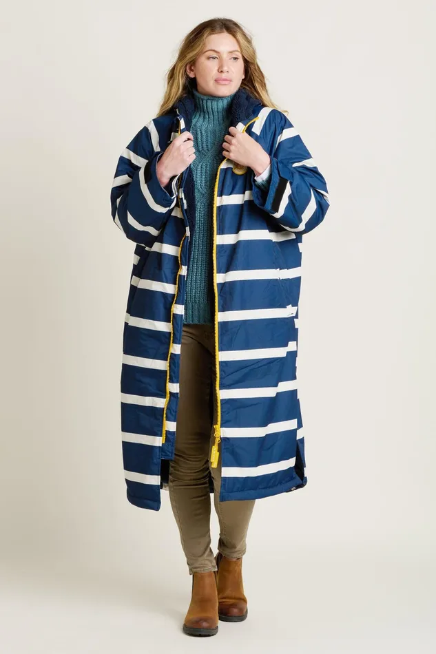 Women Brakeburn Coats And Jackets Navy Nautical Stripe Chinook Changing Robe