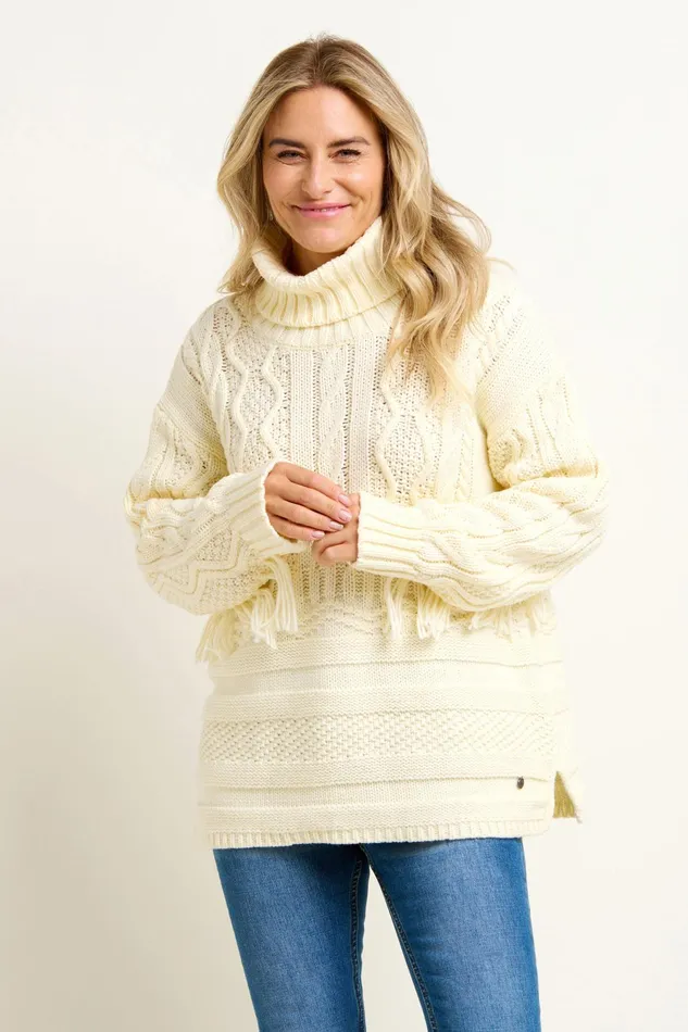 Women Brakeburn Knitwear Cream Alba Tassel Knitted Jumper