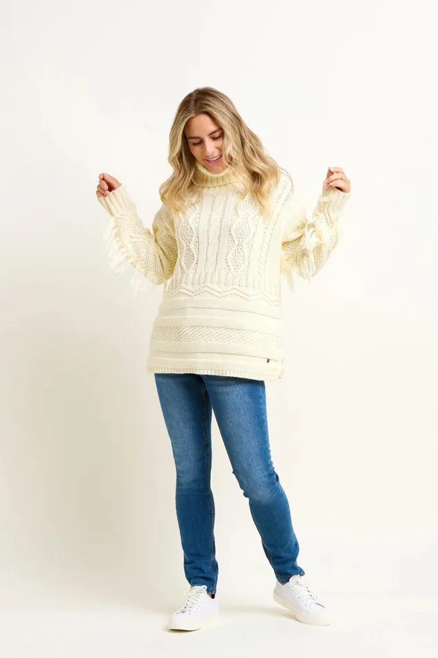 Women Brakeburn Knitwear Cream Alba Tassel Knitted Jumper