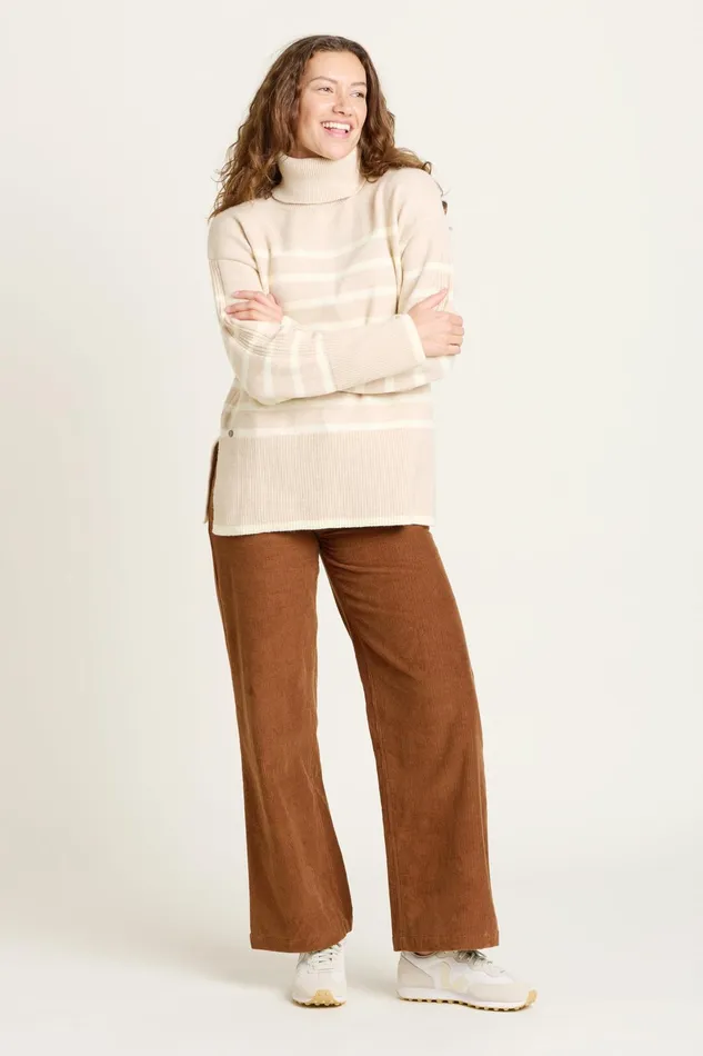 Women Brakeburn Knitwear Stone Chunky Stripe Knitted Roll Neck