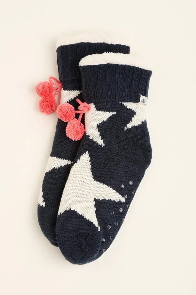 Women Brakeburn Slippers Navy Star Knitted Slipper Socks