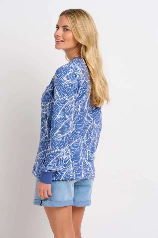 Women Brakeburn Sweatshirts And Hoodies Blue Leaf Crew Neck Sweatshirt