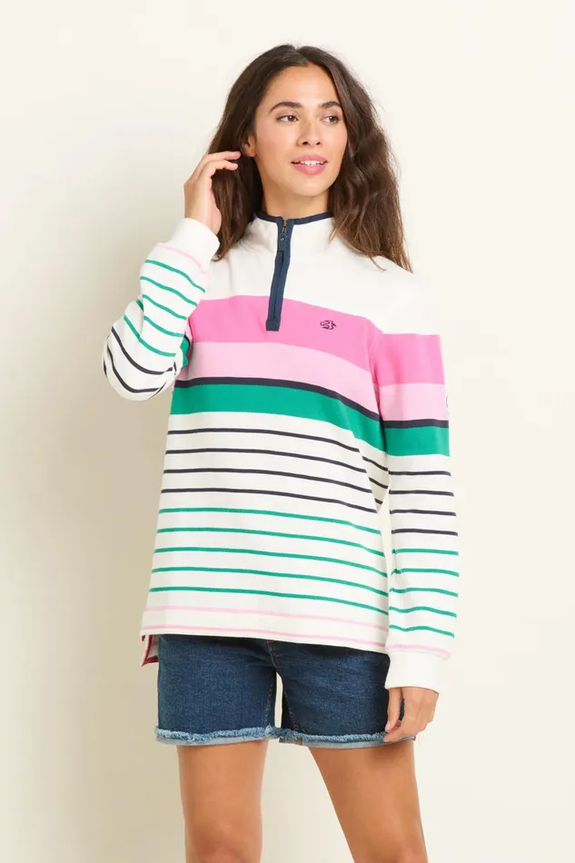 Women Brakeburn Sweatshirts And Hoodies Multicoloured Multi Coloured Stripe Quarter Zip Sweat Women Brakeburn Sweatshirts And Hoodies Multicoloured Multi Coloured Stripe Quarter Zip Sweat