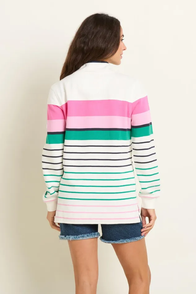Women Brakeburn Sweatshirts And Hoodies Multicoloured Multi Coloured Stripe Quarter Zip Sweat