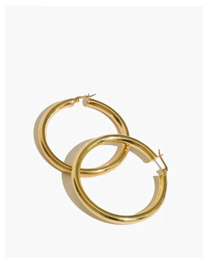 Women BYCHARI SADE L HOOP EARRINGS Gold Madewell Earrings