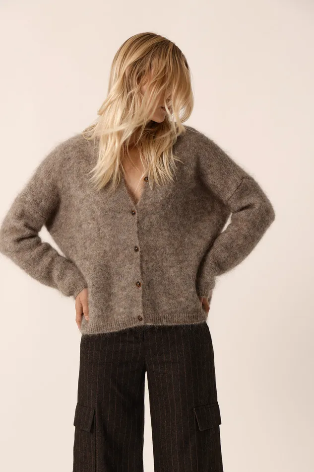 Women Cardigan Bea Marmotte Gilet Mohair Beige Des Petits Hauts Jumpers and Cardigans