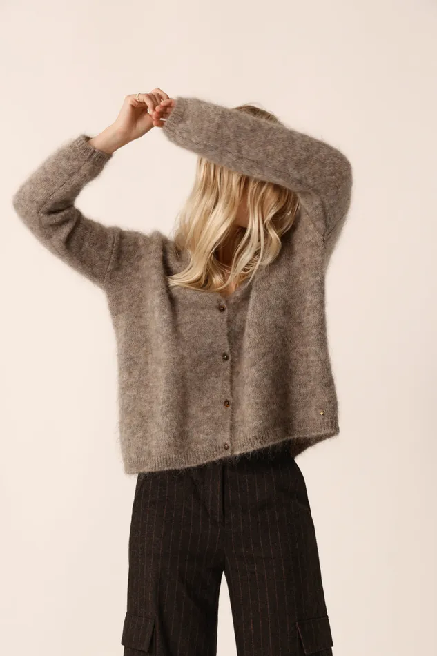 Women Cardigan Bea Marmotte Gilet Mohair Beige Des Petits Hauts Jumpers and Cardigans
