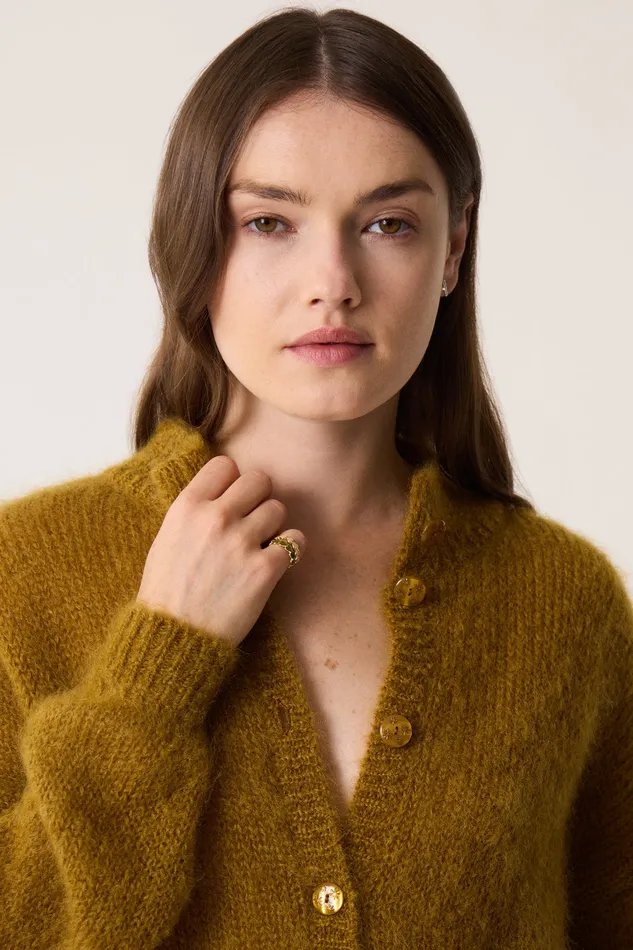 Women Cardigan Chidonie Erable Gilet Mohair Jaune Des Petits Hauts Jumpers and Cardigans