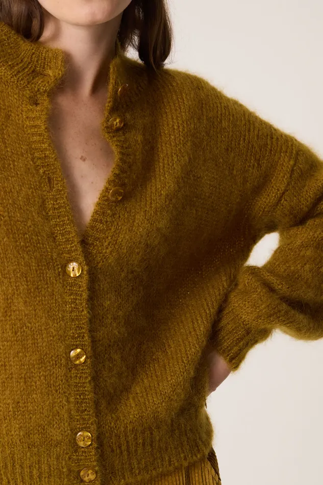Women Cardigan Chidonie Erable Gilet Mohair Jaune Des Petits Hauts Jumpers and Cardigans