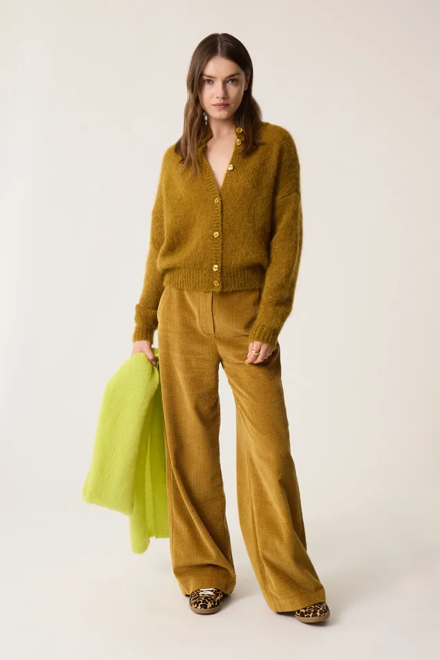Women Cardigan Chidonie Erable Gilet Mohair Jaune Des Petits Hauts Jumpers and Cardigans