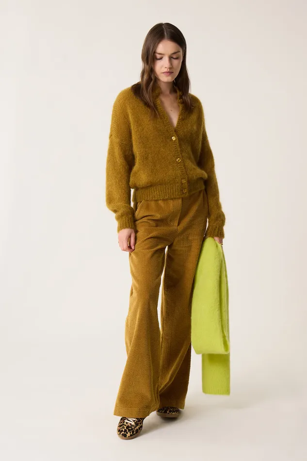 Women Cardigan Chidonie Erable Gilet Mohair Jaune Des Petits Hauts Jumpers and Cardigans