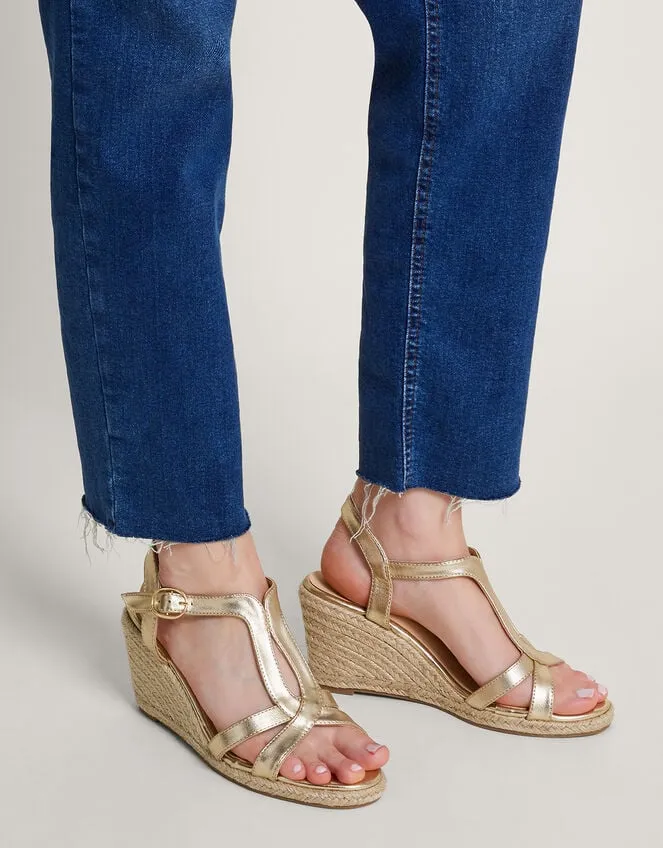 Women Carmela Twist Wedges Gold Monsoon Sandals