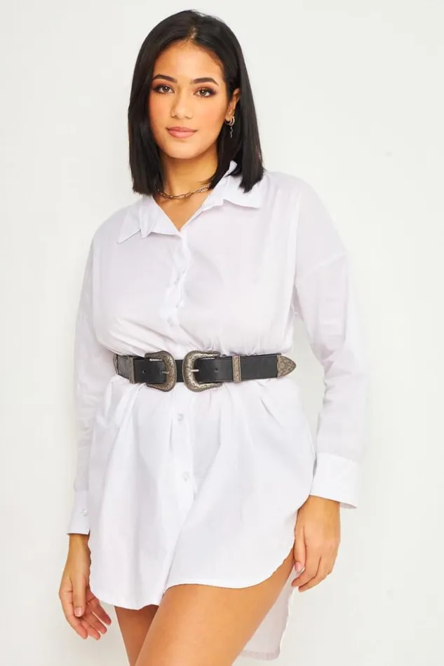 Women Ceinture Noire Avec Double Boucle Brentiny Paris Belts
