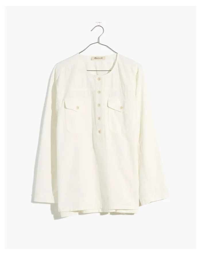 Women Chambray Flap Pocket Popover Shirt Pure White Madewell Tops and Shirts Women Chambray Flap Pocket Popover Shirt Pure White Madewell Tops and Shirts