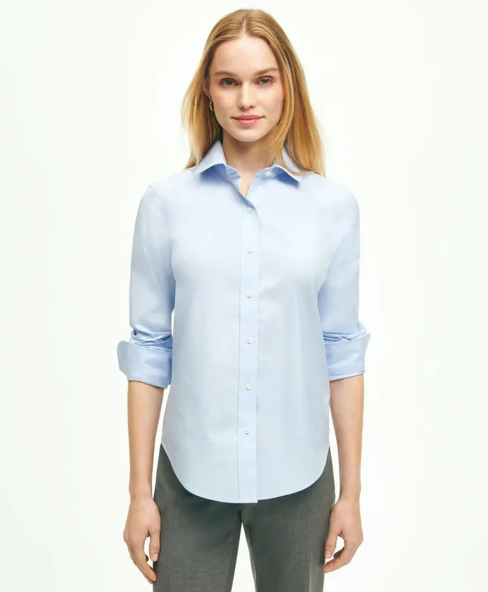 Women ClassicFit NonIron Stretch Supima Cotton Dress Shirt Light Blue Brooks Brothers Blouses and Shirts Women ClassicFit NonIron Stretch Supima Cotton Dress Shirt Light Blue Brooks Brothers Blouses and Shirts