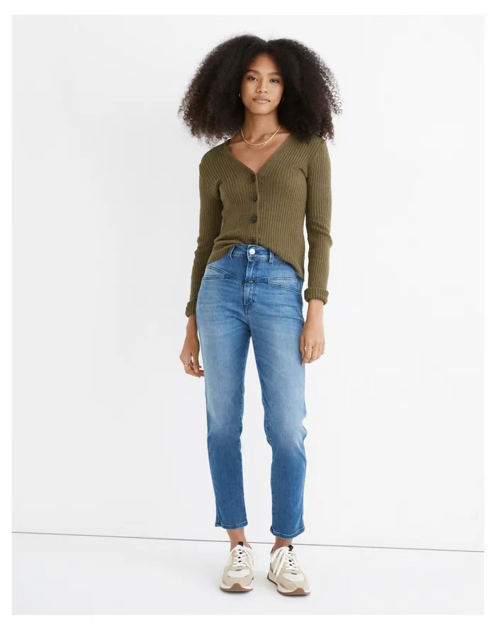 Women Closed Pedal Pusher Jeans Mid Blue Madewell Jeans