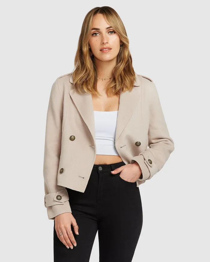 Women Coats and Jackets Belle and Bloom Better Off Military Peacoat 8211 Sand