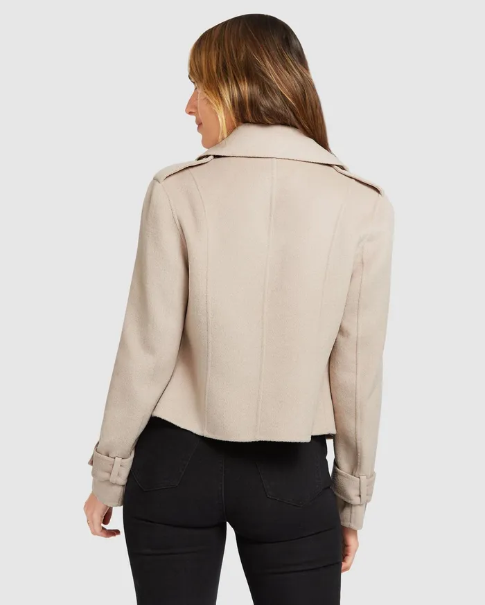 Women Coats and Jackets Belle and Bloom Better Off Military Peacoat 8211 Sand