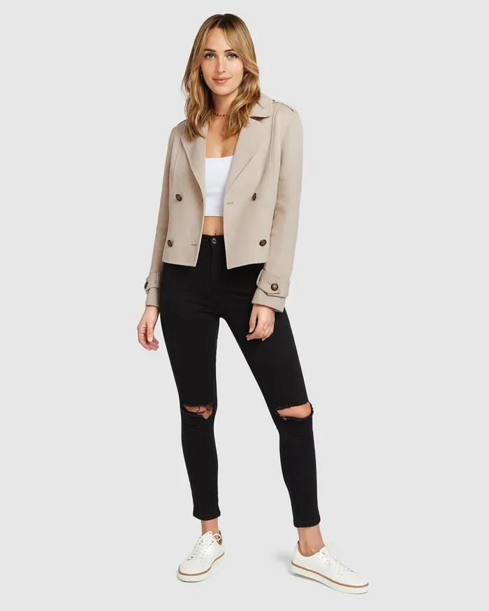 Women Coats and Jackets Belle and Bloom Better Off Military Peacoat 8211 Sand