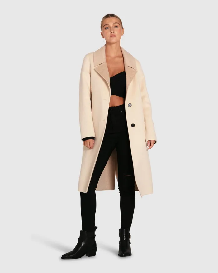 Women Coats and Jackets Belle and Bloom Lexington TwoTone Wool Blend Coat 8211 Beige