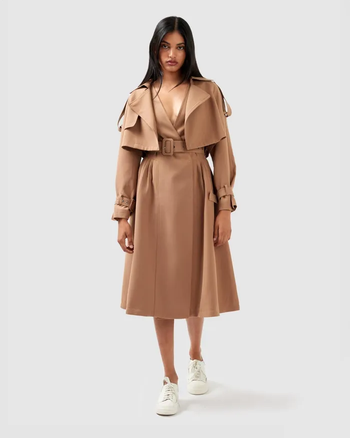 Women Coats and Jackets Belle and Bloom Manhattan Cropped Trench 8211 Camel