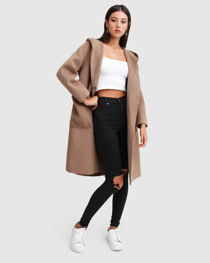 Women Coats and Jackets Belle and Bloom Walk This Way Wool Blend Oversized Coat 8211 Oat
